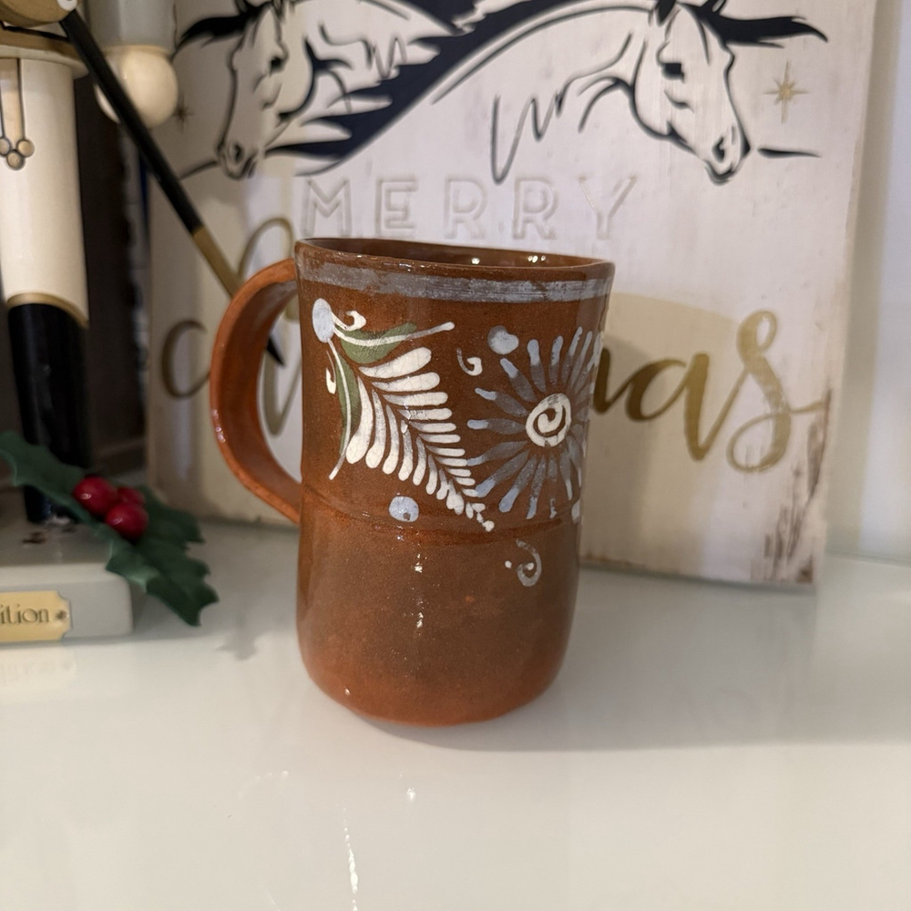 Vintage Mexican Redware Mug Native Clay